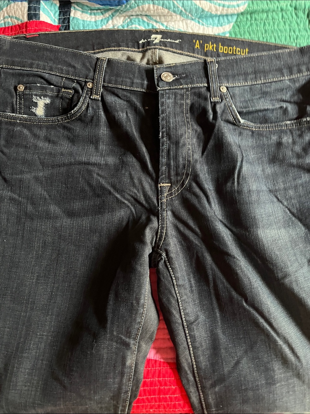 7 For All Mankind Men's Bootcut Jeans in Dark Indigo - Picture 5 of 5